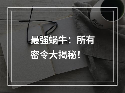 最强蜗牛：所有密令大揭秘！