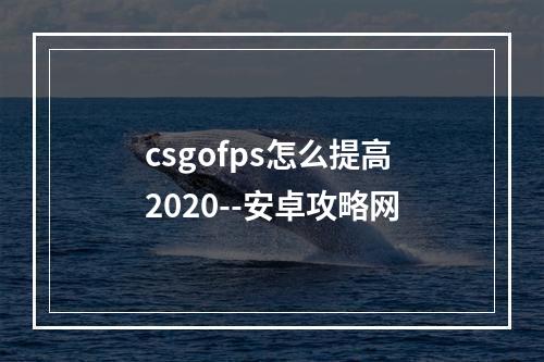 csgofps怎么提高2020--安卓攻略网