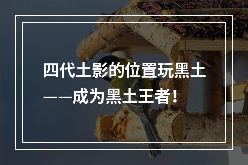 四代土影的位置玩黑土——成为黑土王者！