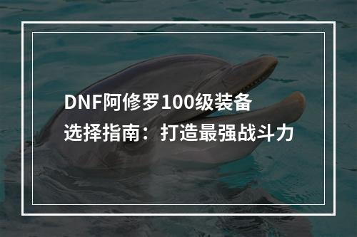 DNF阿修罗100级装备选择指南：打造最强战斗力