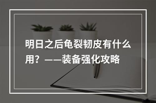 明日之后龟裂韧皮有什么用？——装备强化攻略