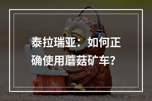 泰拉瑞亚：如何正确使用蘑菇矿车？