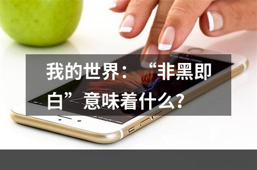 我的世界：“非黑即白”意味着什么？