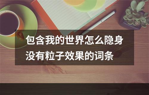 包含我的世界怎么隐身没有粒子效果的词条