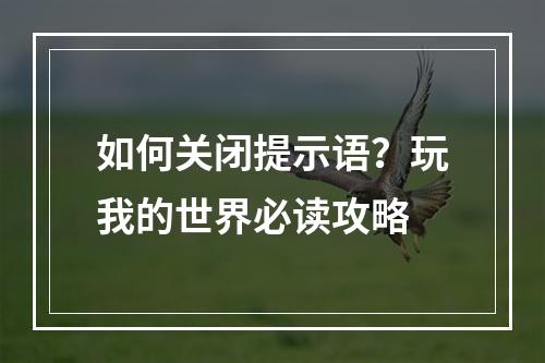 如何关闭提示语？玩我的世界必读攻略