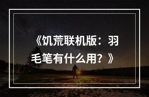 《饥荒联机版：羽毛笔有什么用？》