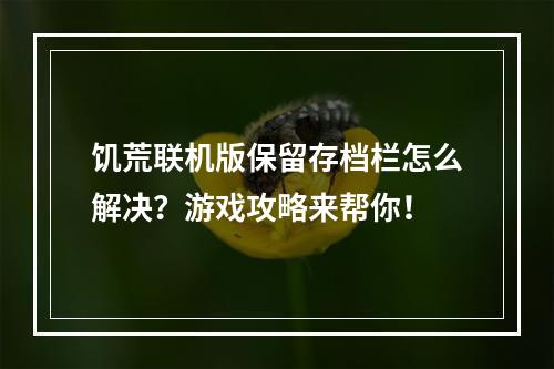 饥荒联机版保留存档栏怎么解决？游戏攻略来帮你！