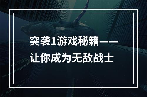 突袭1游戏秘籍——让你成为无敌战士