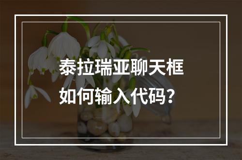 泰拉瑞亚聊天框如何输入代码？