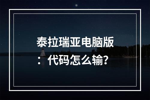 泰拉瑞亚电脑版：代码怎么输？