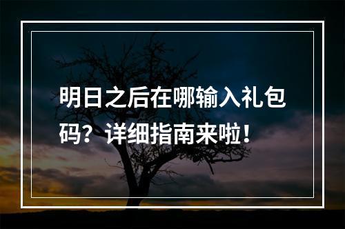 明日之后在哪输入礼包码？详细指南来啦！