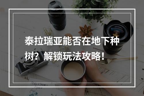 泰拉瑞亚能否在地下种树？解锁玩法攻略！