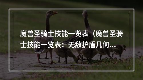 魔兽圣骑士技能一览表（魔兽圣骑士技能一览表：无敌护盾几何？）