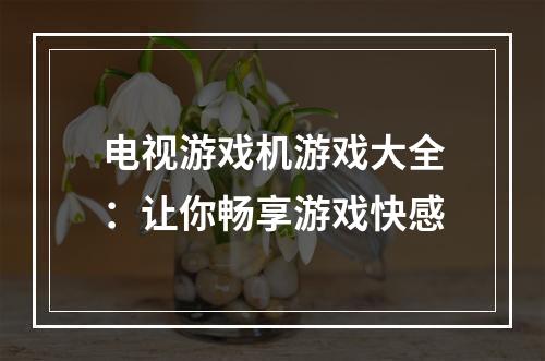 电视游戏机游戏大全：让你畅享游戏快感