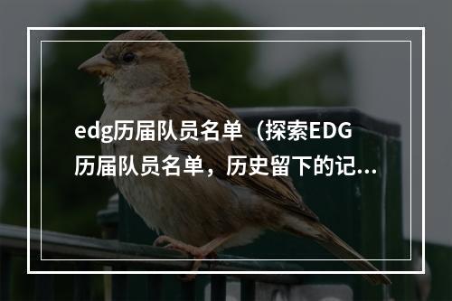 edg历届队员名单（探索EDG历届队员名单，历史留下的记忆）