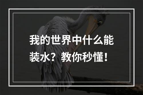 我的世界中什么能装水？教你秒懂！