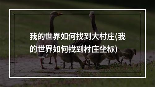 我的世界如何找到大村庄(我的世界如何找到村庄坐标)