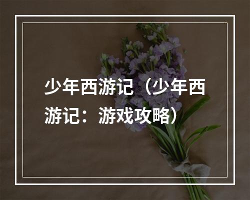 少年西游记（少年西游记：游戏攻略）