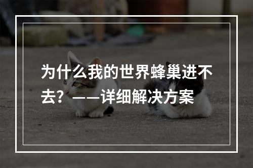 为什么我的世界蜂巢进不去？——详细解决方案