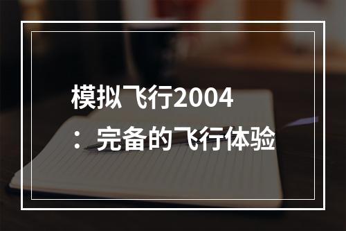 模拟飞行2004：完备的飞行体验