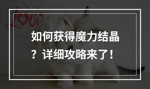 如何获得魔力结晶？详细攻略来了！