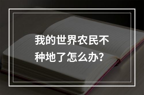 我的世界农民不种地了怎么办？