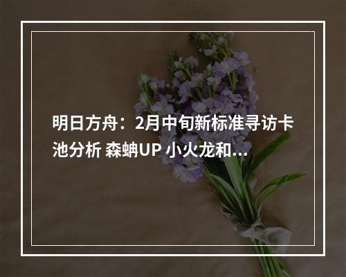 明日方舟：2月中旬新标准寻访卡池分析 森蚺UP 小火龙和雷子姐兑换--手游攻略网