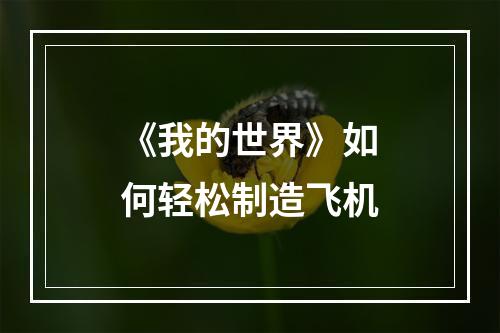 《我的世界》如何轻松制造飞机