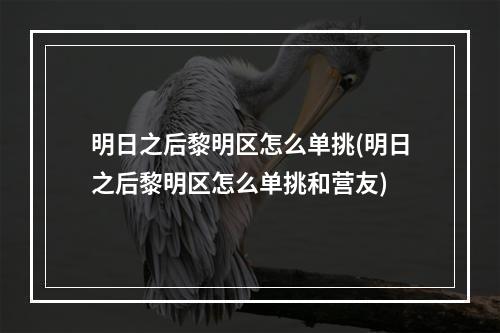 明日之后黎明区怎么单挑(明日之后黎明区怎么单挑和营友)