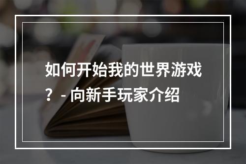 如何开始我的世界游戏？- 向新手玩家介绍