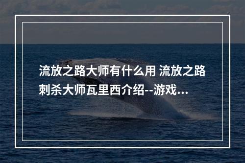 流放之路大师有什么用 流放之路刺杀大师瓦里西介绍--游戏攻略网