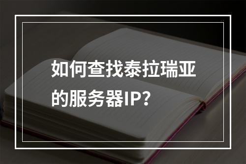 如何查找泰拉瑞亚的服务器IP？