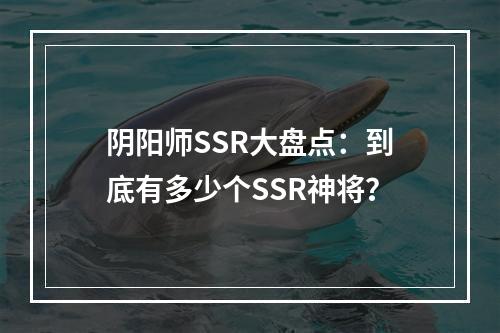 阴阳师SSR大盘点：到底有多少个SSR神将？