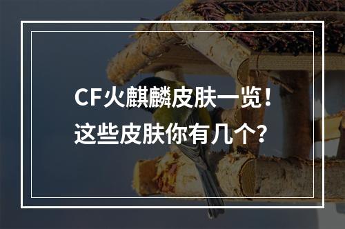 CF火麒麟皮肤一览！这些皮肤你有几个？