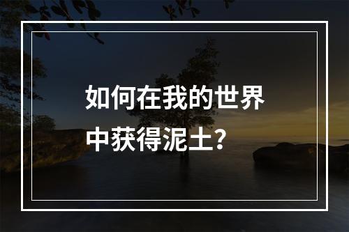 如何在我的世界中获得泥土？