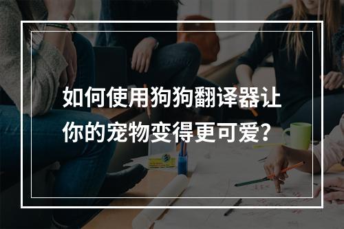 如何使用狗狗翻译器让你的宠物变得更可爱？