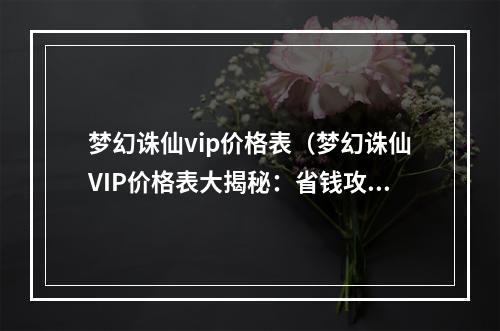 梦幻诛仙vip价格表（梦幻诛仙VIP价格表大揭秘：省钱攻略，拒绝被坑！）