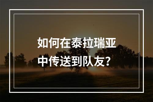 如何在泰拉瑞亚中传送到队友？