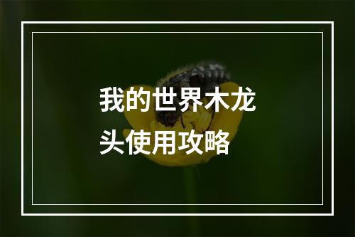 我的世界木龙头使用攻略