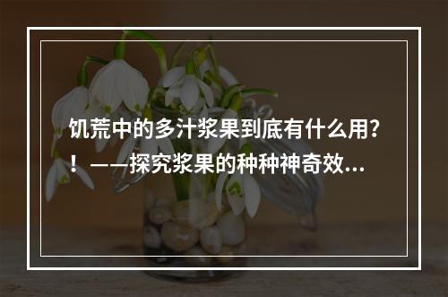 饥荒中的多汁浆果到底有什么用？！——探究浆果的种种神奇效用