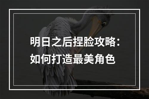 明日之后捏脸攻略：如何打造最美角色