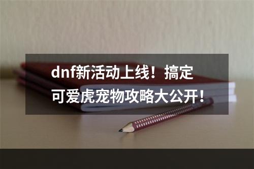 dnf新活动上线！搞定可爱虎宠物攻略大公开！