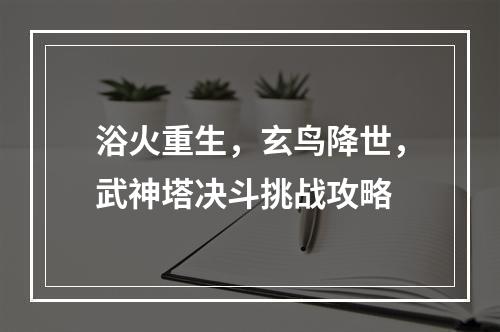 浴火重生，玄鸟降世，武神塔决斗挑战攻略