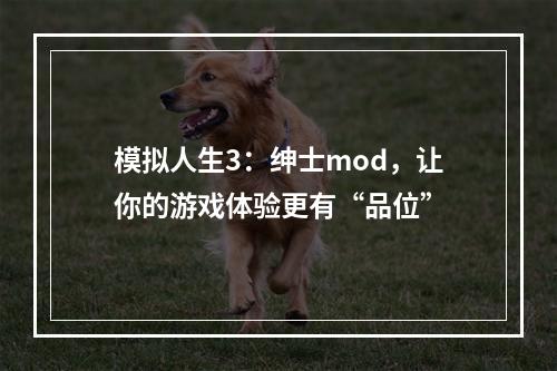 模拟人生3：绅士mod，让你的游戏体验更有“品位”