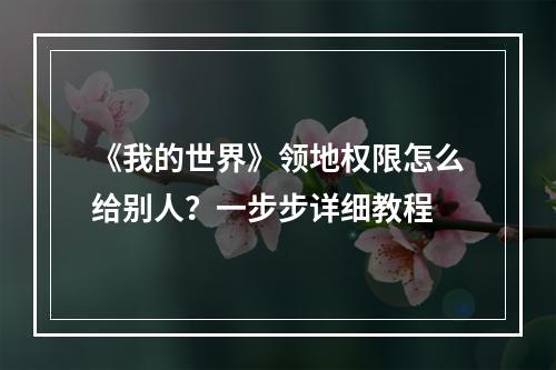 《我的世界》领地权限怎么给别人？一步步详细教程