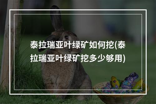 泰拉瑞亚叶绿矿如何挖(泰拉瑞亚叶绿矿挖多少够用)