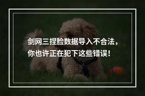 剑网三捏脸数据导入不合法，你也许正在犯下这些错误！