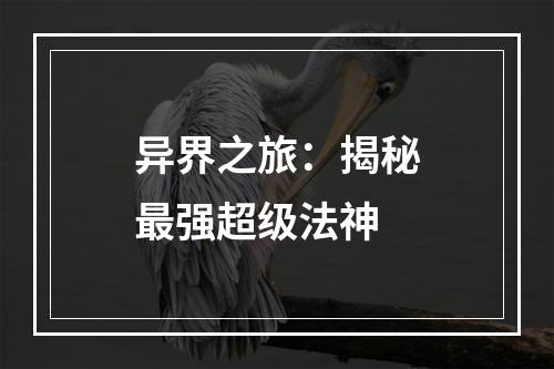 异界之旅：揭秘最强超级法神