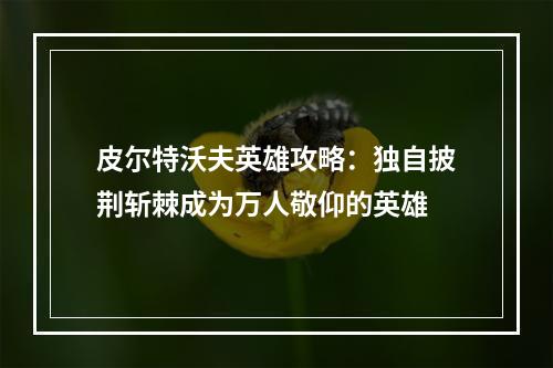 皮尔特沃夫英雄攻略：独自披荆斩棘成为万人敬仰的英雄