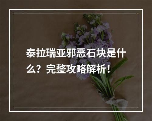 泰拉瑞亚邪恶石块是什么？完整攻略解析！